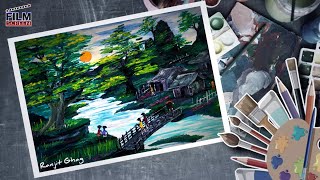 Nature Scenery Painting  Acrylic colors  painting Art [upl. by Ahseetal]