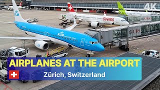 Airplanes at Zurich airport arrivals and departures  Flugzeuge am Flughafen [upl. by Marlon621]