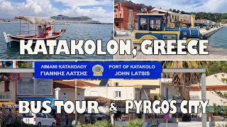 4K Katakolon Bus Tour and Walking in Pyrgos City  Greece [upl. by Ydaj]