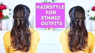 Simple Bridesmaid Hairstyle for Saree Easy Hairstyle for Lehenga Hairstyle for Girls Femirelle [upl. by Riehl890]