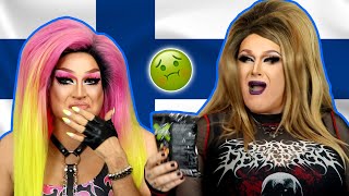 UK Drag Queens Try FINNISH SNACKS [upl. by Eelitan]