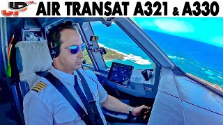 Air Transat Airbus A321LR amp A330 Cockpit to Europe amp Caribbean [upl. by Gnal858]