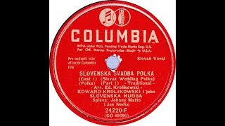 Slovak 78rpm recordings 1932  Columbia 24220F Slovenska Svadba Polka Edward KrĂłlikowski [upl. by Giffer]