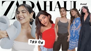 HUGE ZARA TRY ON HAUL TRENDY BASICS YOU NEED [upl. by Ahsinyar]