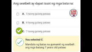 Ang seatbelt ay dapat isuot ng mga bata na Sagot7 Taong gulanh Pataas [upl. by Drarig]