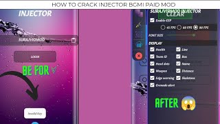 How to crack injector paid bgmi  Crack injector mod  how to crack mod apk bgmi 😮‍💨 [upl. by Secundas]