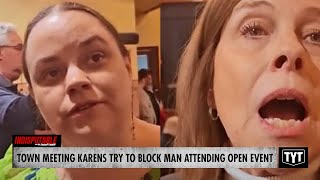 WATCH Karen Squad Tries To Block Man From Attending Public Meeting [upl. by Eihtak]