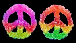 How to Make Loom Bands  Rainbow Loom Charms PEACE SIGN [upl. by Amaras]