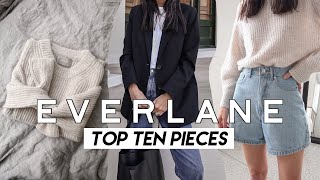 EVERLANE TOP TEN PIECES Best Style Essentials to buy from Everlane Unsponsored Try On Review [upl. by Merrow]