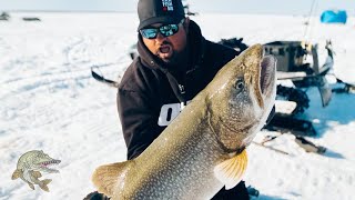 Ice fishing for REALLY BIG Lake Trout Incredible underwater footage PB on ICE [upl. by Eldnar]