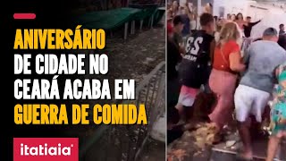 ANIVERSÁRIO DE CIDADE NO CEARÁ TERMINA EM GUERRA DE BOLO [upl. by Audrye253]