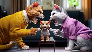 Mom amp Dad Cat fight affect the Kitty 🥺🐱 Sad Cat Story cat cute catmemes [upl. by Ahsinnek]