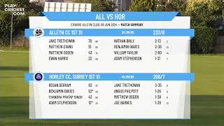 Alleyn CC 1st XI v Horley CC Surrey 1st XI [upl. by Pauiie]