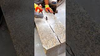 Split thick granite block using only a hammer and chisel true skill for outdoor granite designs [upl. by Ahsertal]