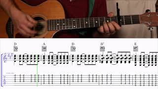 How to Play the Chords to Rhinestone Cowboy by Glen Campbell on Guitar with TAB [upl. by Reina]