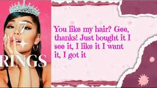 7 rings  ariana grande lyrics [upl. by Ayotal]