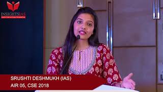 SRUSHTI DESHMUKH IAS  AIR 5  CSE 2018 [upl. by Poppy754]