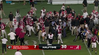 Georgia vs Alabama gets HEATED teams separated before halftime 👀  ESPN College Football [upl. by Ynna]