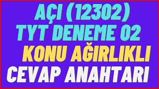 2023 YKS AÇI YAYINLARI TYT DENEME 02 12302 KONU AĞIRLIKLI CEVAP ANAHTARI [upl. by Weisberg]