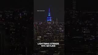 Lightning strikes NYC skyline EarthCam video [upl. by Notgnimer]