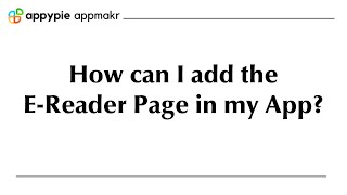 How can I add the EReader Page in my App [upl. by Materse]