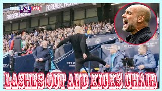 Pep Guardiola Kicks Chair in Rage as Man City Fumes Over Arsenals Shocking Equaliser [upl. by Aubrie]