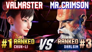 SF6 ▰ VALMASTER 1 Ranked ChunLi vs MISTER CRIMSON 3 Ranked Dhalsim ▰ High Level Gameplay [upl. by Aicatsan]