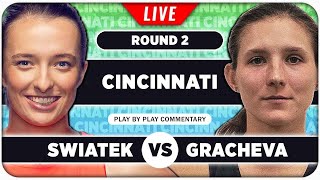 SWIATEK vs GRACHEVA • WTA Cincinnati 2024 • LIVE Tennis Play by Play Stream [upl. by Enitsuga]