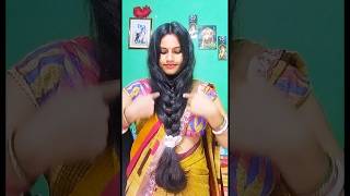 New Beautiful Braided Hairstyle For Long Hair ☺️ Saree Hairstyle hairstyleyoutubeshortsshorts [upl. by Toblat611]