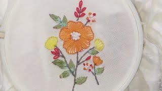 simple flower design hand embroidery [upl. by Retniw]