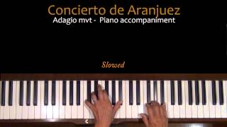 Rodrigo Concierto de Aranjuez Adagio Piano Accompaniment Tutorial SLOW [upl. by Rebna715]