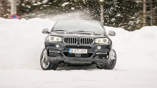 BMW X6 M50d  EXTREME fun in the snow  towing a SKIER in the mountains [upl. by Hedva983]