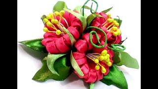 Kanzashi Flower Tutorial Ribbon Flowers [upl. by Ellora]