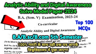 Analytic Ability and Digital Awareness BA 5th Semester Previous Year Question Paper2024 [upl. by Llener]