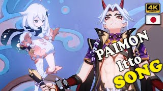 Paimon and Itto Song JP Version 4K [upl. by Lleihsad774]