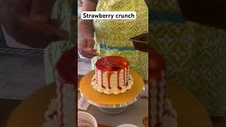 Decorating a strawberry crunch cake❤️ cake cakedecorating birthdaycake [upl. by Dusen]