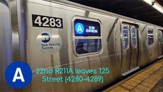 Inwood207 Street bound NEW R211A A train leaves 125 Street 42804289 [upl. by Ailaza]