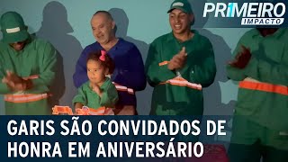 Garotinha realiza sonho de fazer aniversário com festa temática de garis Primeiro Impacto230223 [upl. by Lesna636]