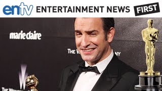 OSCARS 2012 Best Actor Nominees Jean Dujardin George Clooney and Brad Pitt ENTV [upl. by Roybn]