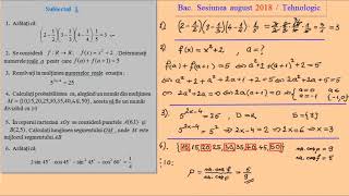 Bacalaureat Matematica Sesiunea August 2018 Tehnologic [upl. by Borrell]