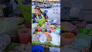 Lady and his spicy and delicious mamee salad in Thailand streetfood Shorts [upl. by Rebeh]