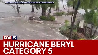 Hurricane Beryl becomes a Category 5 storm  FOX 5 News [upl. by Anawot]