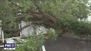 Severe storms damage buildings topple trees flip trucks in Florida [upl. by Blackburn]