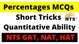 Percentages MCQs Tricks For NTS GAT NAT HAT FPSC  Quantitative Reasoning [upl. by Lamar]