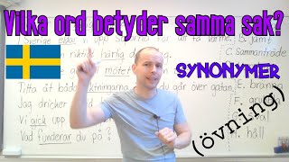 Vilka ord betyder samma sak synonymer övning SFI [upl. by Alphonsine]