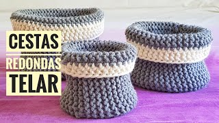 Cómo tejer cestas redondas con telar Tutorial DIY [upl. by Ykroc]