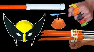 Awesome paper weapons Wolverine mask ninja claw dragon ring Wukong staff [upl. by Hennahane]