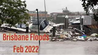 Brisbane Floods Feb 2022  Brisbane River Southbank Hawthorne Bulimba Brisbane City Debris [upl. by Annaira]