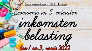 Economie in 5 minuten Inkomstenbelasting 2022 berekenen van Box 1 en Box 3 EXAMENTRAINING [upl. by Emanuela]