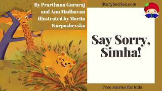 SAY SORRY SIMHA 🍓 Read along animated picture book with English subtitles goodmanners feelings 🍓 [upl. by Lawan496]